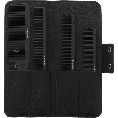 Carbon Barber Comb Set with 4 Combs & Pouch