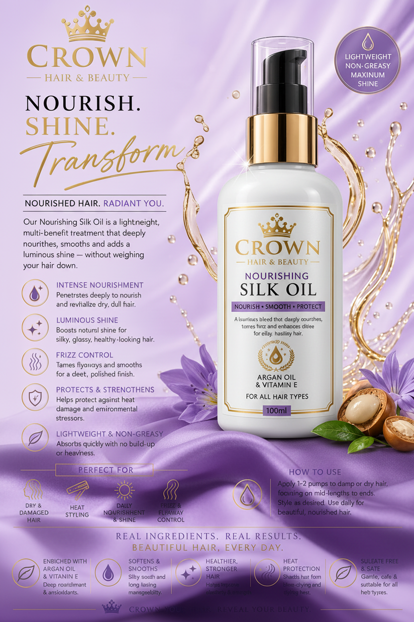 Crown Nourishing Silk Oil - White Bottle Golden Pump