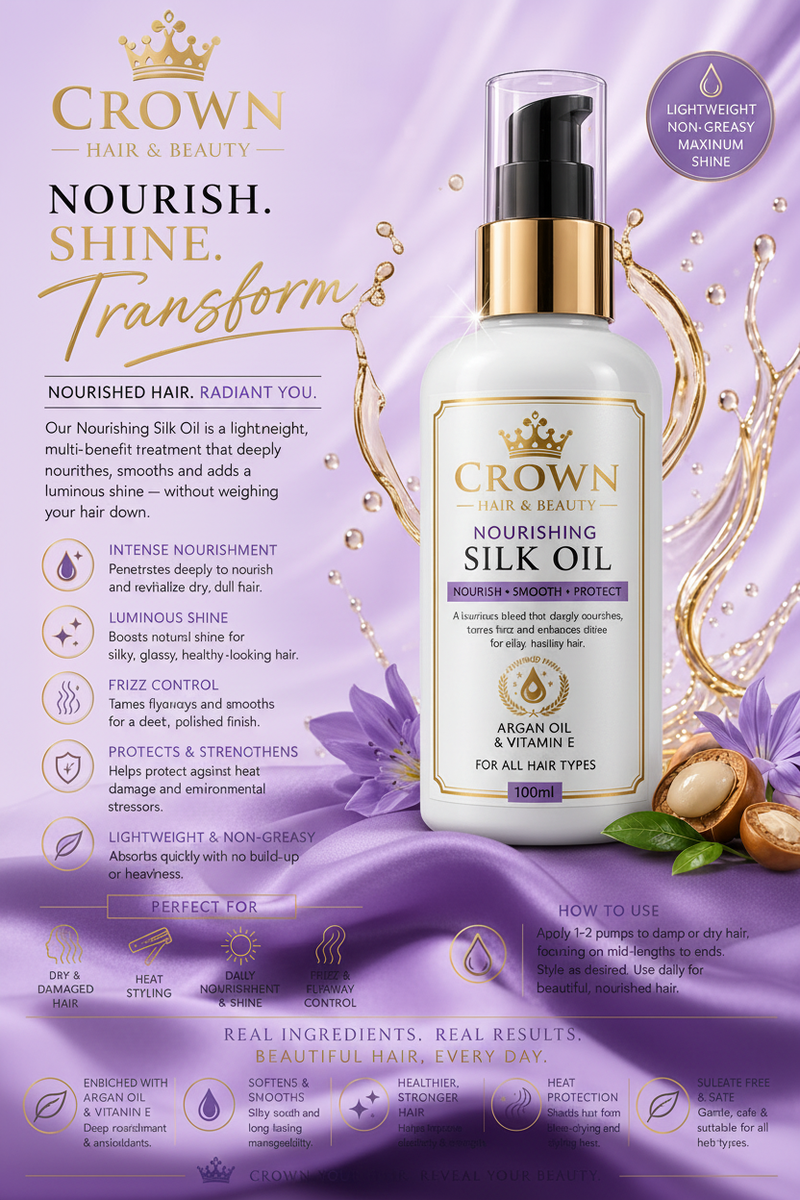 Crown Nourishing Silk Oil - White Bottle Golden Pump