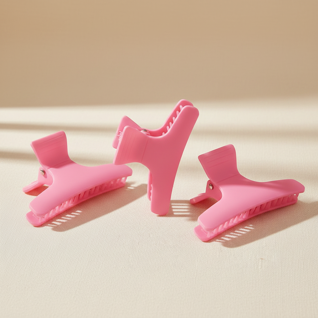 Premium Pink Butterfly Clips - Set of 3